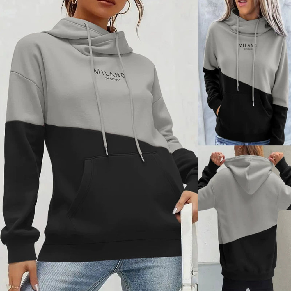 Forever 21 Colorblock Hoodie Loose Fit Long-Sleeve Drawstring Pocket Pullover